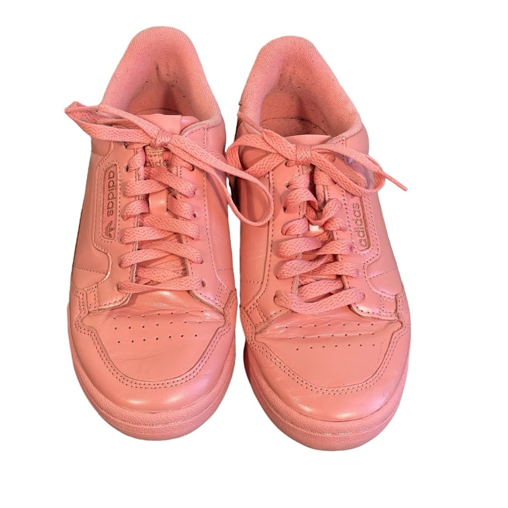 Adidas Pink Leather Continental 80 Classic Gold Metallic Accent Sneaker Sz 7
